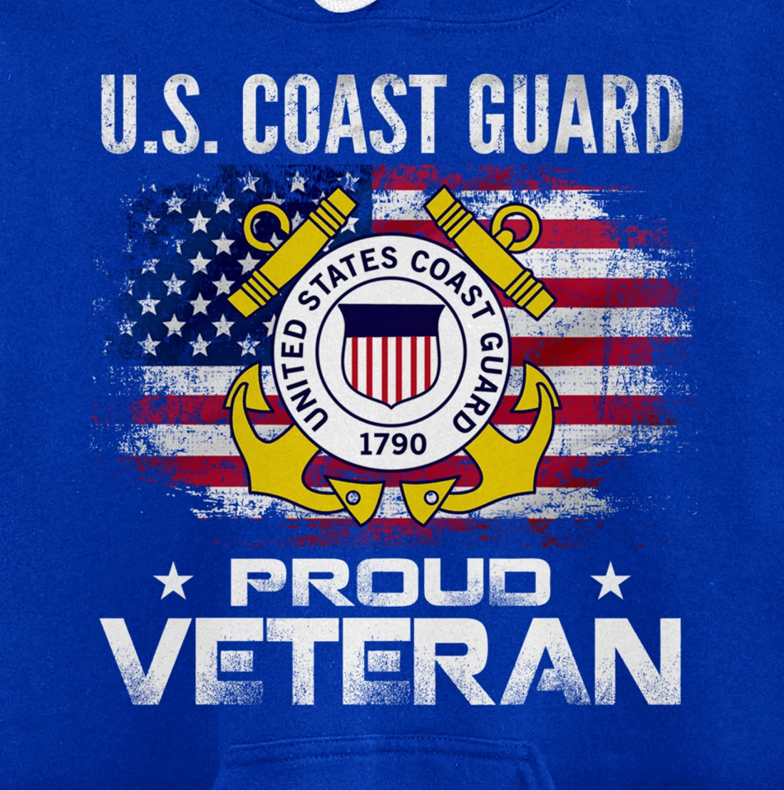U.S Coast Guard Proud Veteran With American Flag Gift Pullover Hoodie