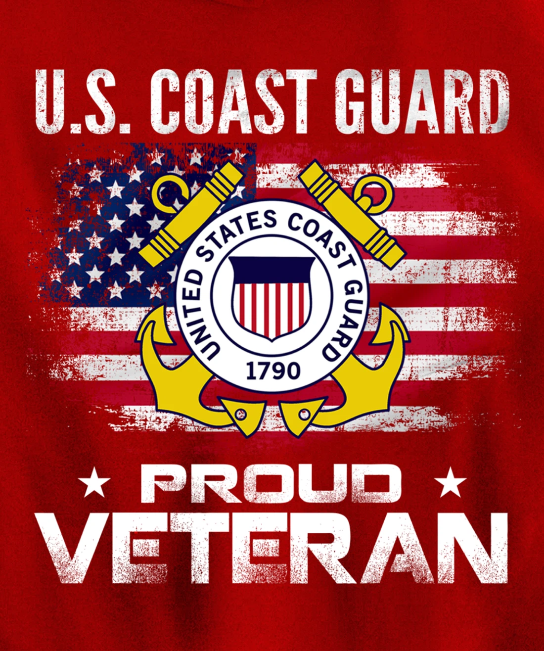 U.S Coast Guard Proud Veteran With American Flag Gift Pullover Hoodie