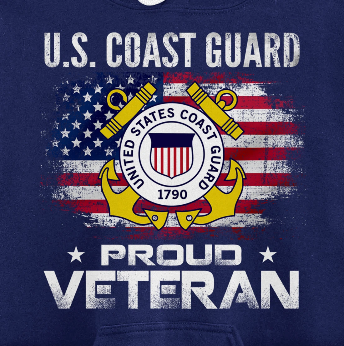 U.S Coast Guard Proud Veteran With American Flag Gift Pullover Hoodie