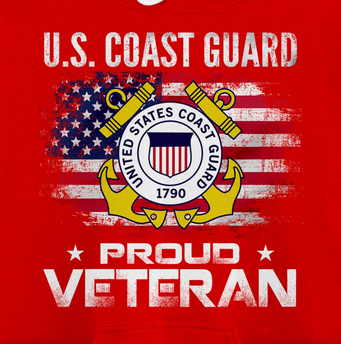U.S Coast Guard Proud Veteran With American Flag Gift Pullover Hoodie