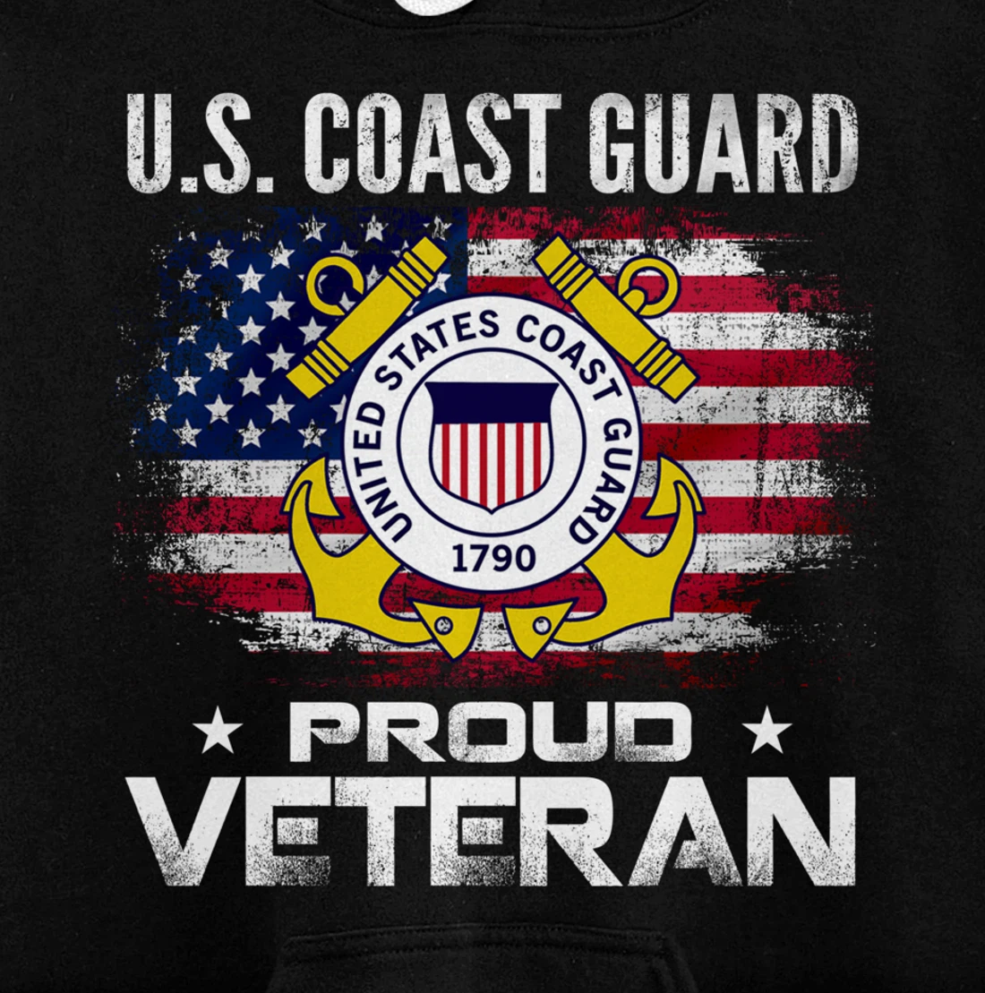 U.S Coast Guard Proud Veteran With American Flag Gift Pullover Hoodie