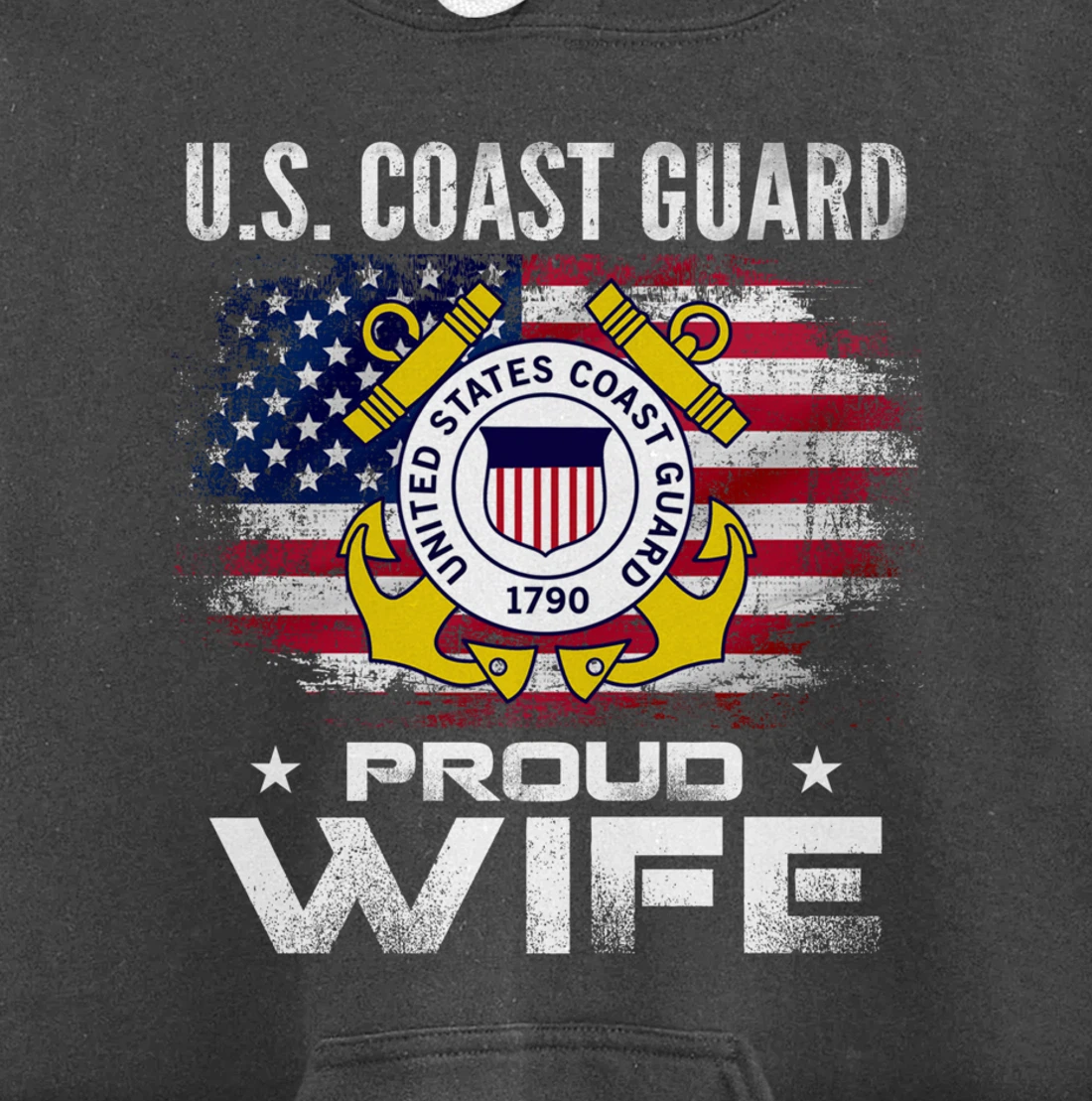 U.S Coast Guard Proud Wife With American Flag Gift Veteran Pullover Hoodie