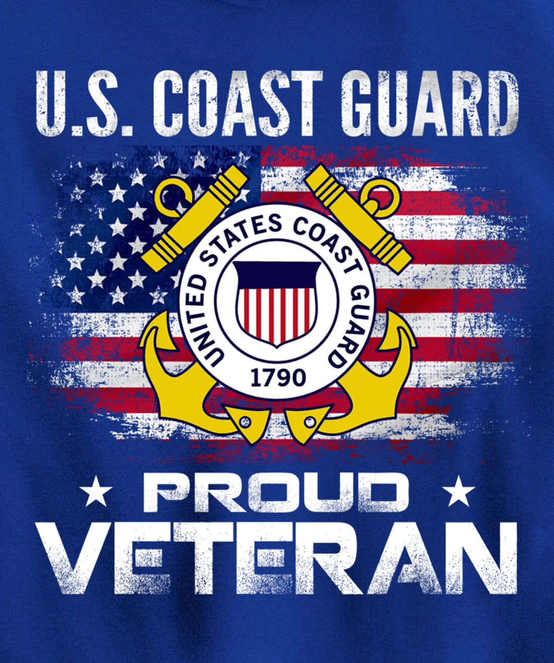U.S Coast Guard Proud Veteran With American Flag Gift Pullover Hoodie