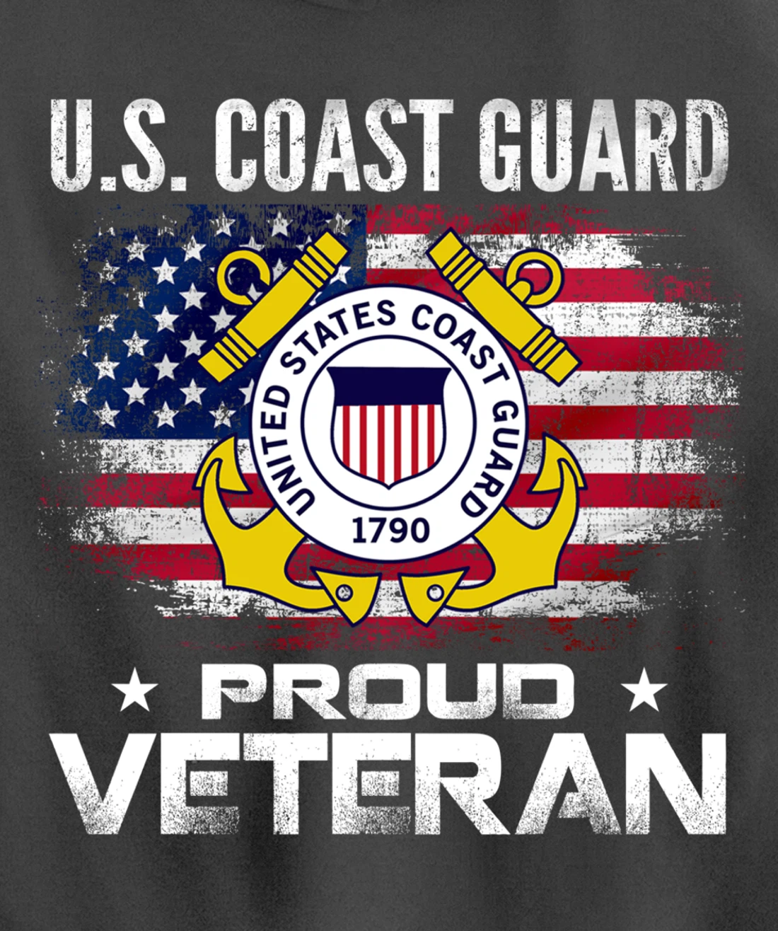 U.S Coast Guard Proud Veteran With American Flag Gift Pullover Hoodie