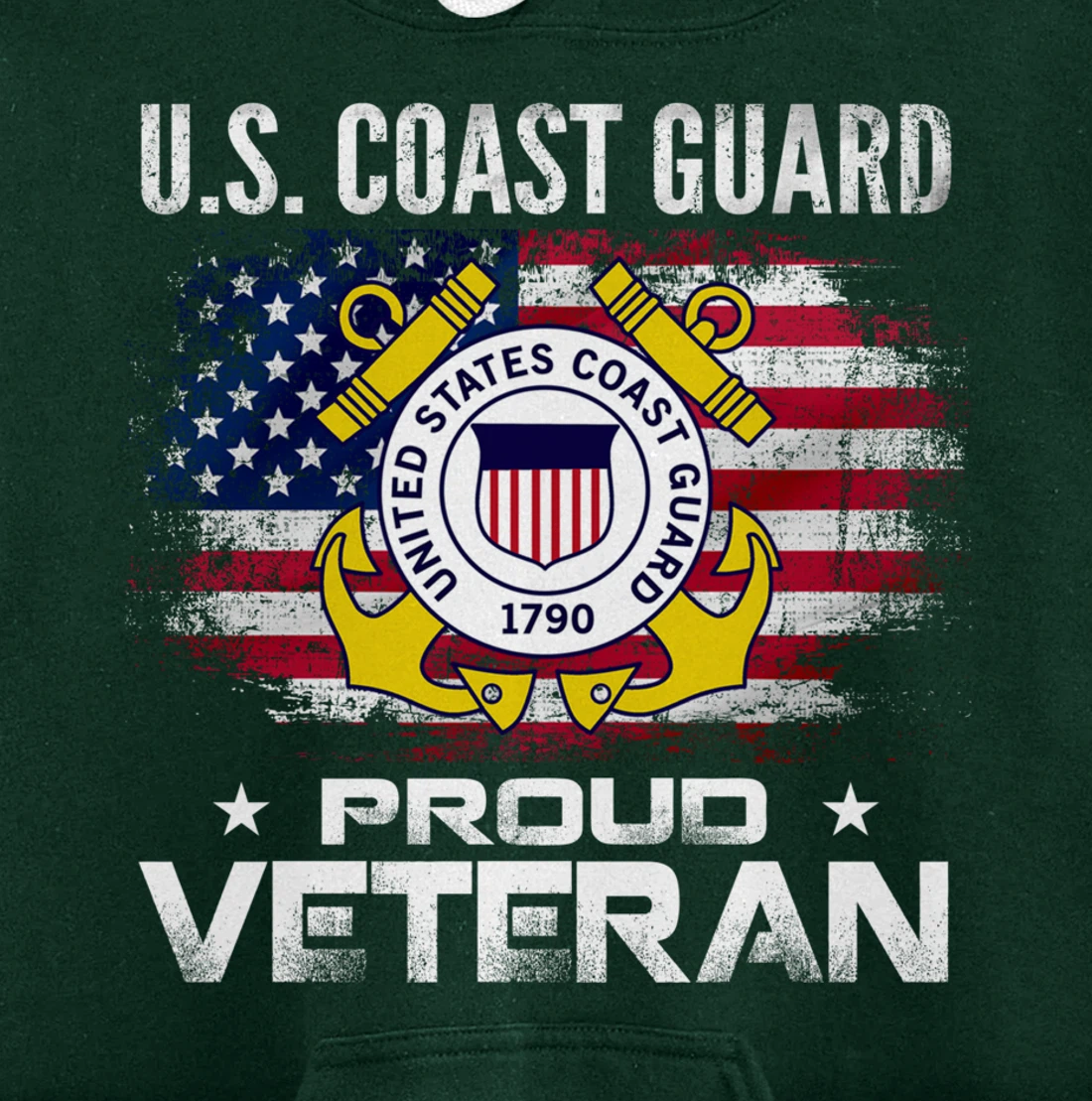 U.S Coast Guard Proud Veteran With American Flag Gift Pullover Hoodie