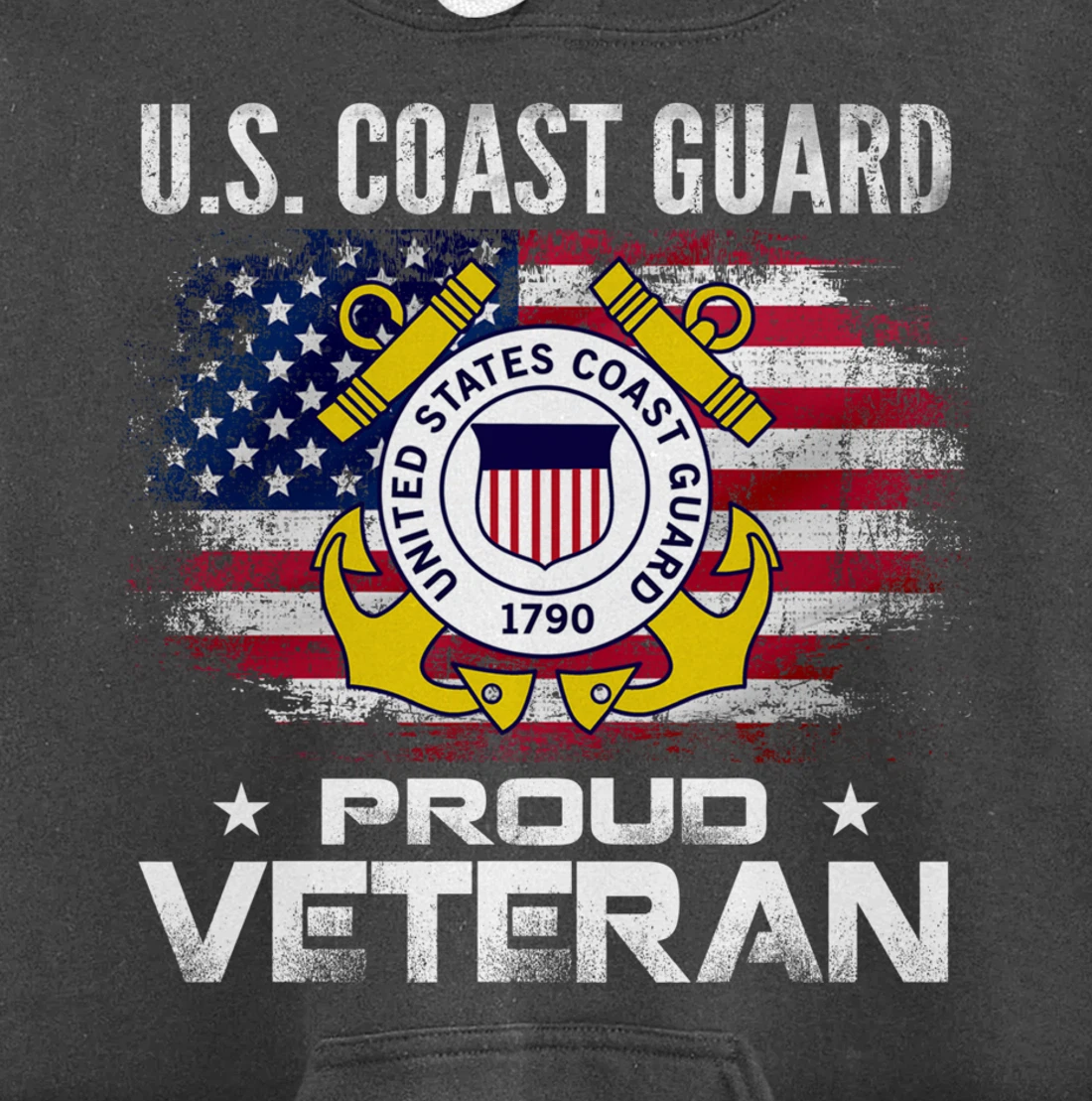 U.S Coast Guard Proud Veteran With American Flag Gift Pullover Hoodie