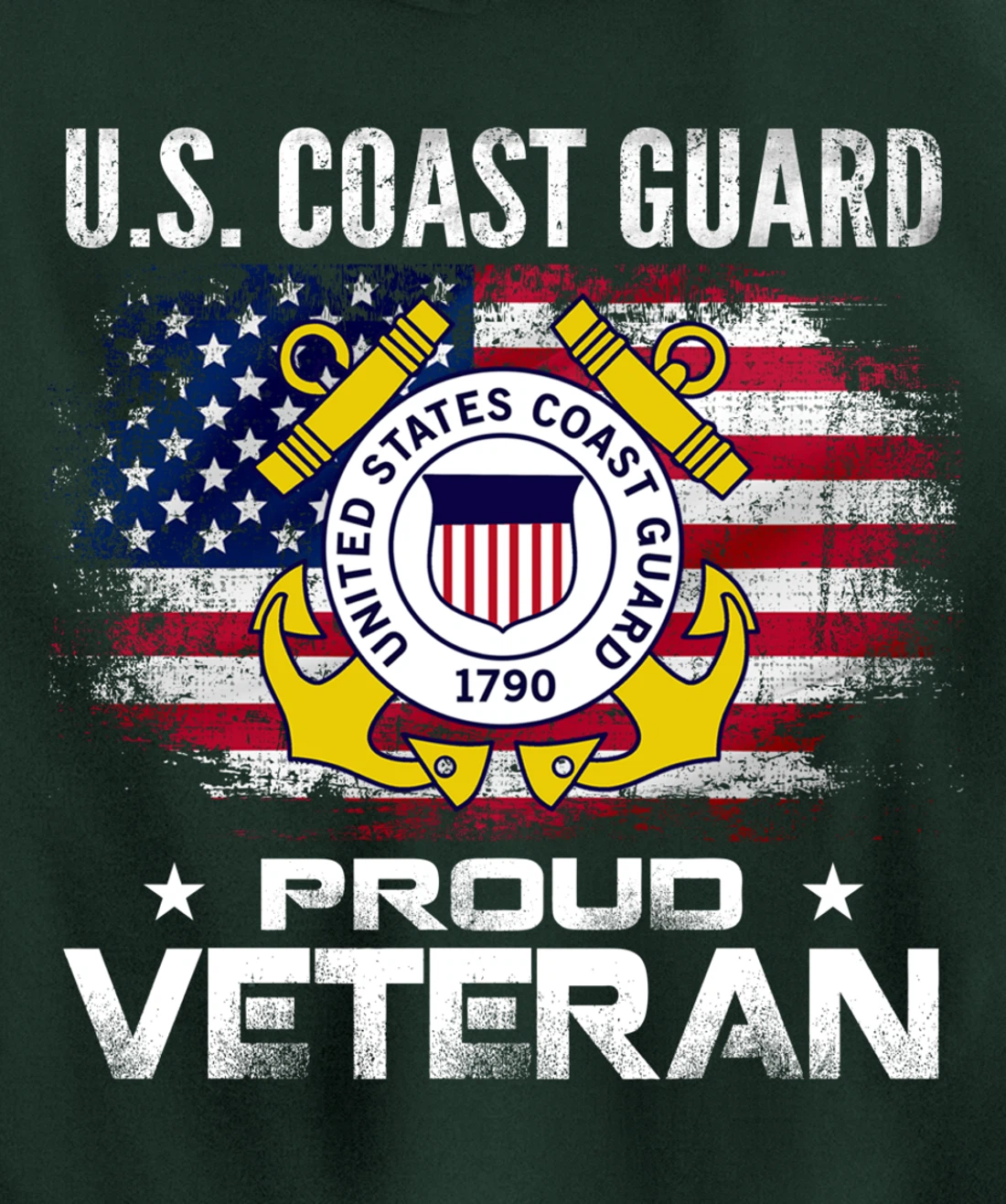 U.S Coast Guard Proud Veteran With American Flag Gift Pullover Hoodie