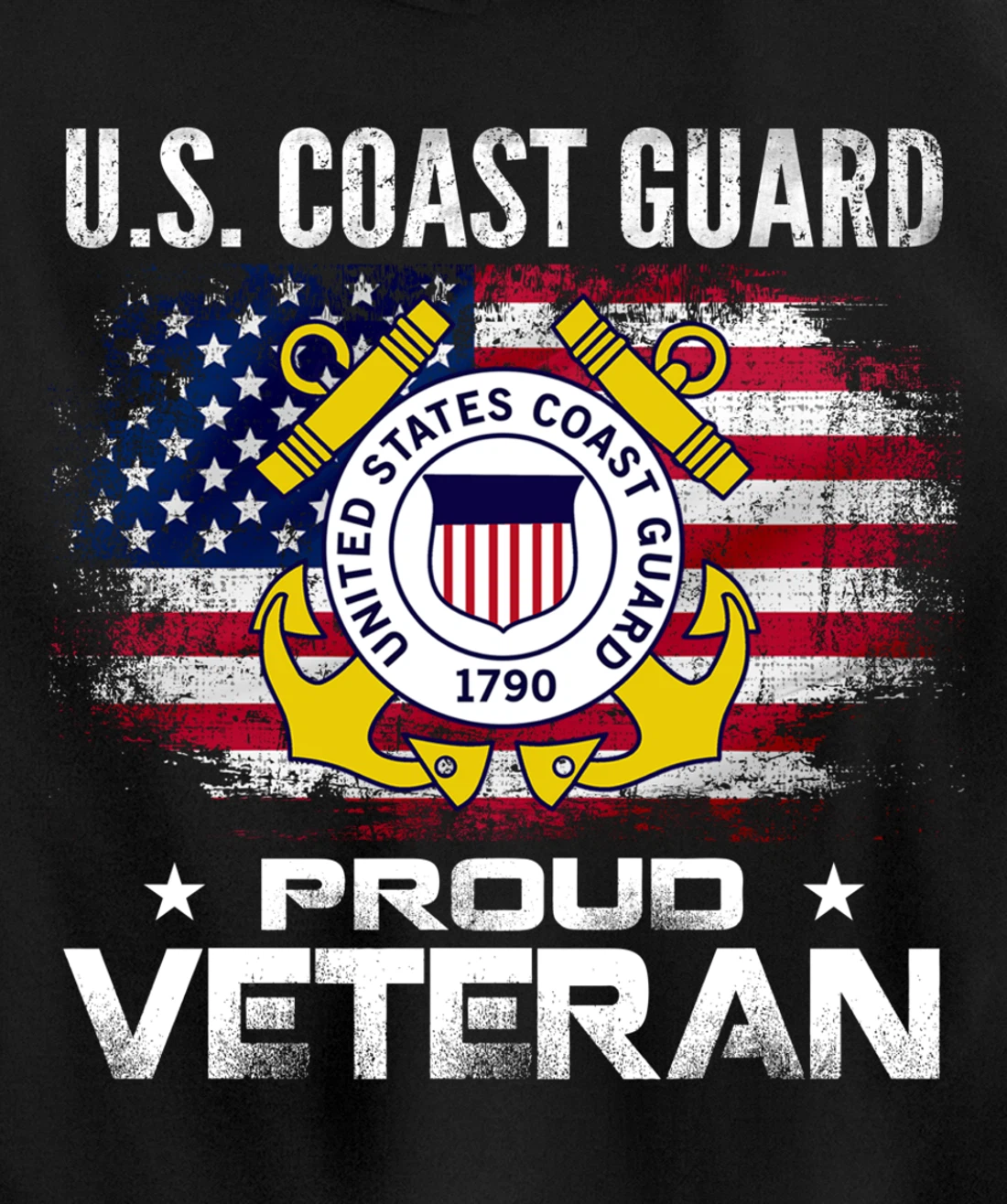 U.S Coast Guard Proud Veteran With American Flag Gift Pullover Hoodie
