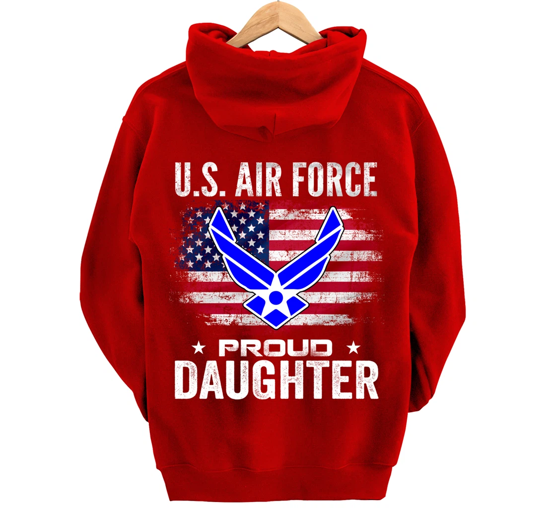 U.S Air Force Proud Daughter With American Flag Gift Veteran Pullover Hoodie