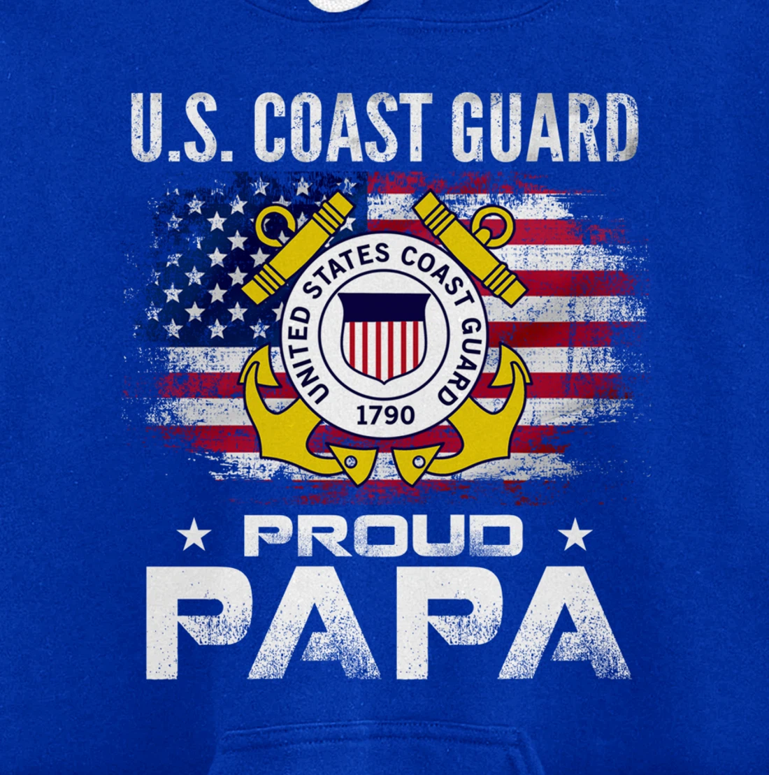 U.S Coast Guard Proud Papa With American Flag Gift Veteran Pullover Hoodie