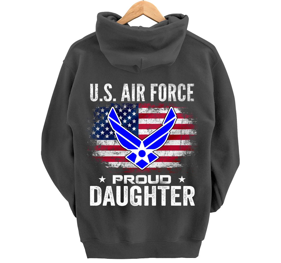 U.S Air Force Proud Daughter With American Flag Gift Veteran Pullover Hoodie