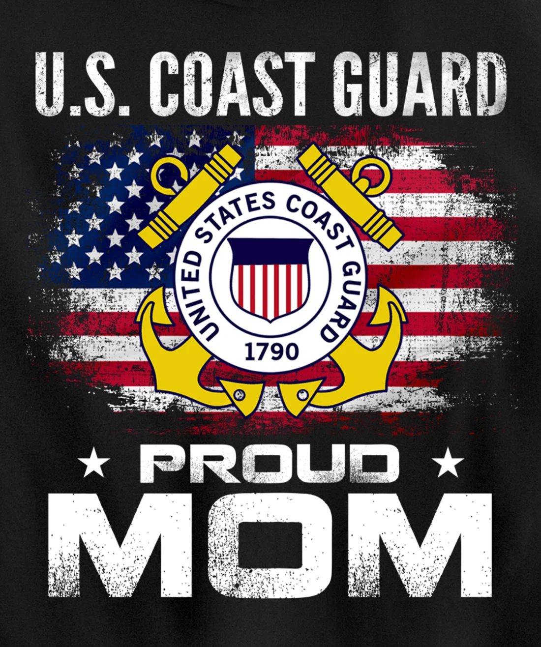 U.S Coast Guard Proud Mom With American Flag Gift Veteran Pullover Hoodie