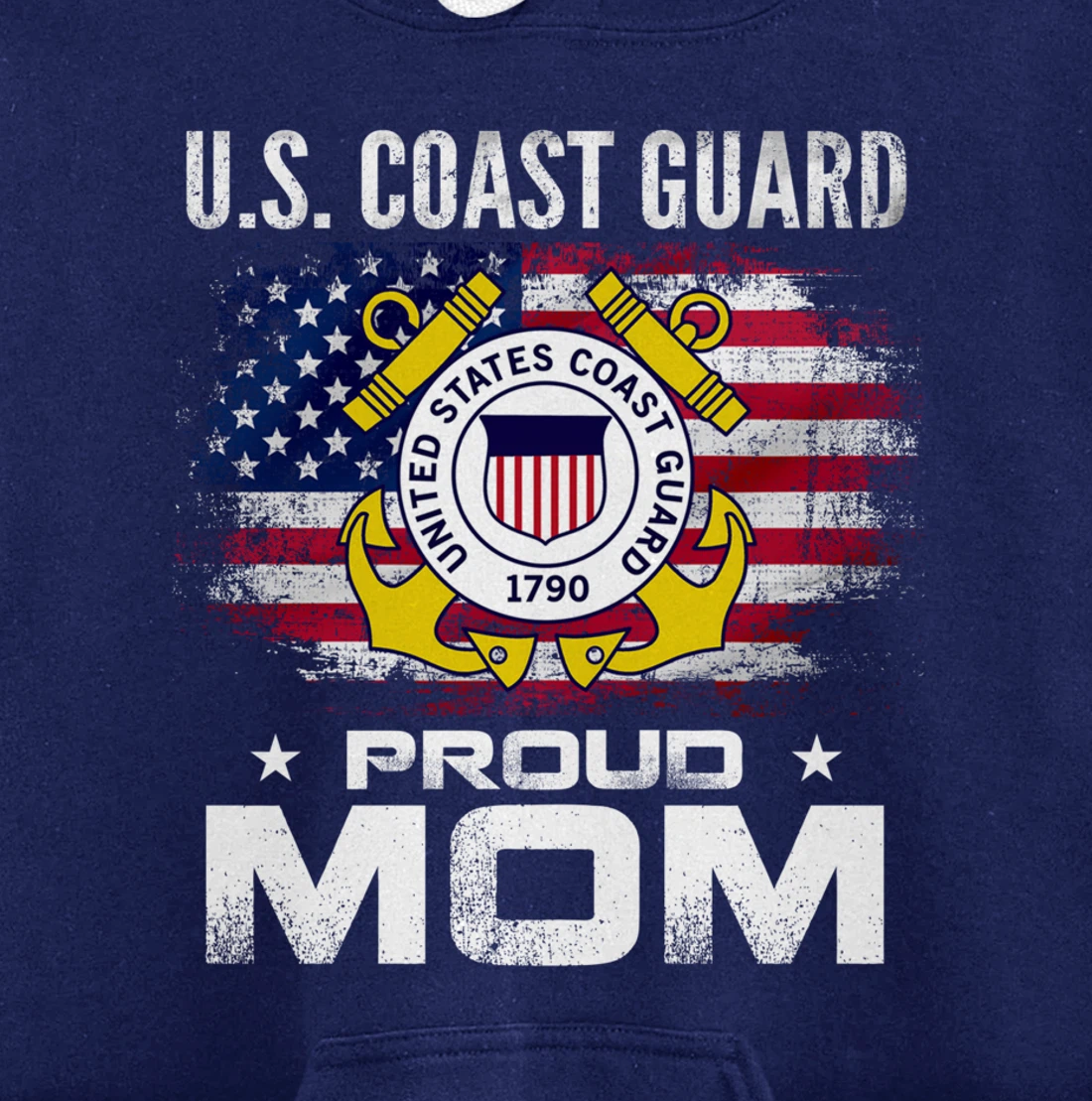 U.S Coast Guard Proud Mom With American Flag Gift Veteran Pullover Hoodie