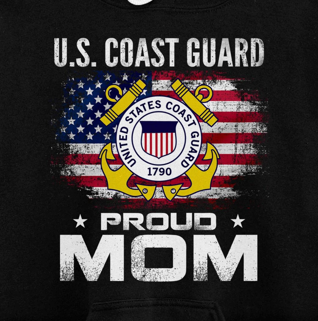 U.S Coast Guard Proud Mom With American Flag Gift Veteran Pullover Hoodie