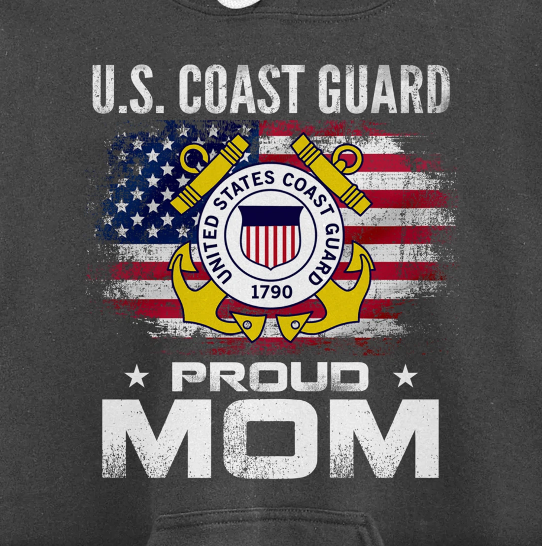 U.S Coast Guard Proud Mom With American Flag Gift Veteran Pullover Hoodie