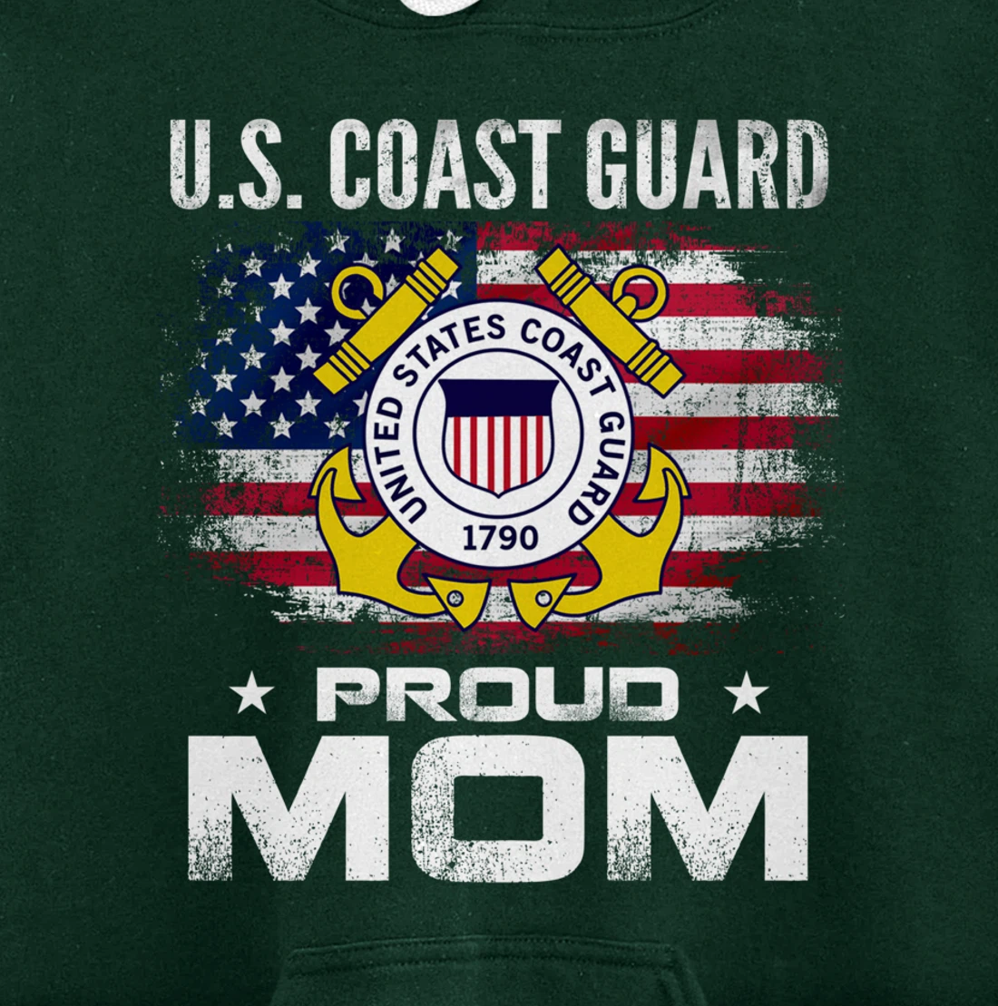 U.S Coast Guard Proud Mom With American Flag Gift Veteran Pullover Hoodie