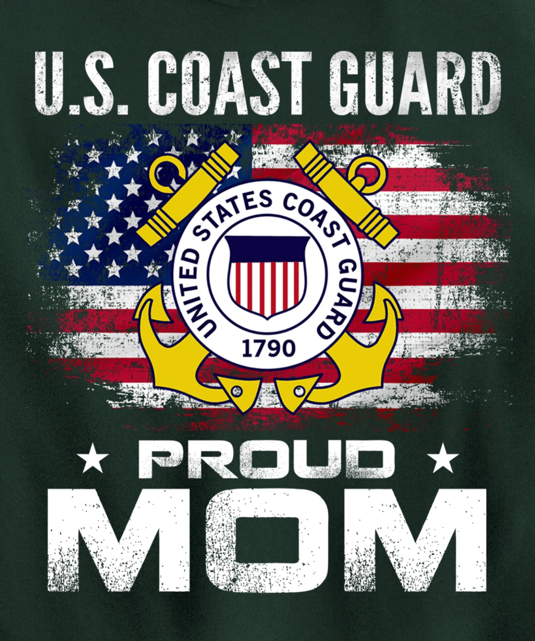 U.S Coast Guard Proud Mom With American Flag Gift Veteran Pullover Hoodie