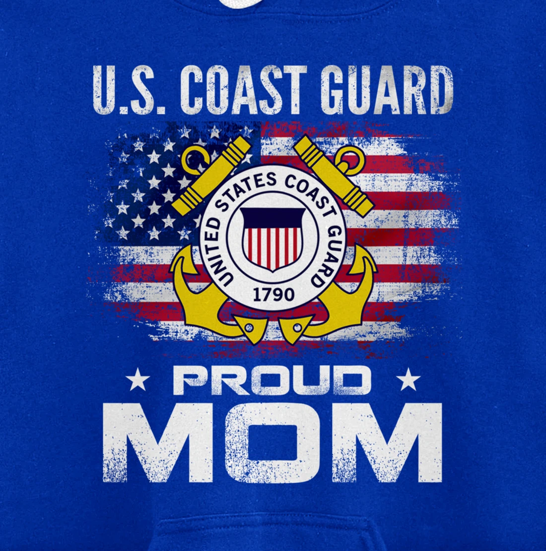 U.S Coast Guard Proud Mom With American Flag Gift Veteran Pullover Hoodie
