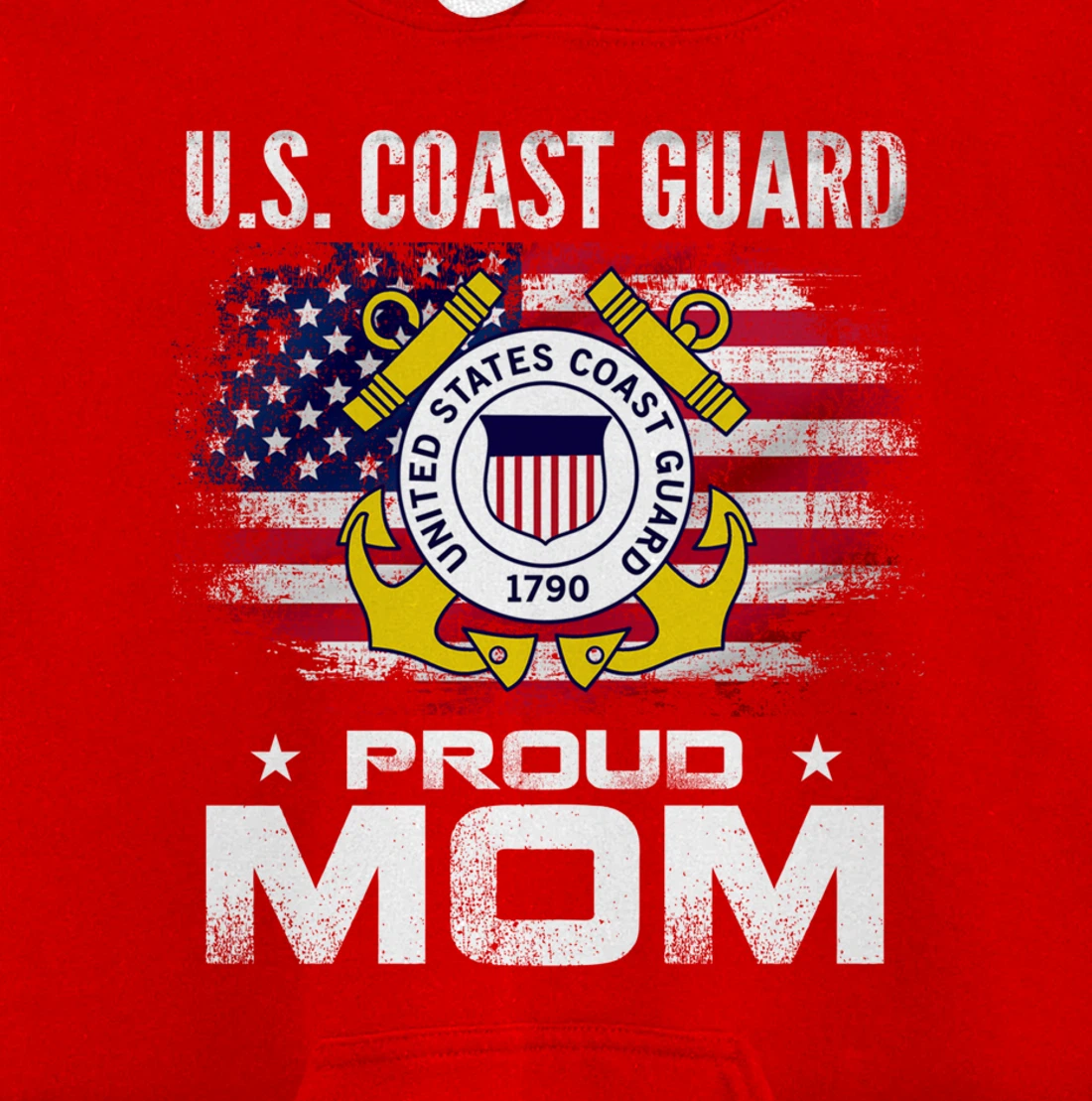 U.S Coast Guard Proud Mom With American Flag Gift Veteran Pullover Hoodie