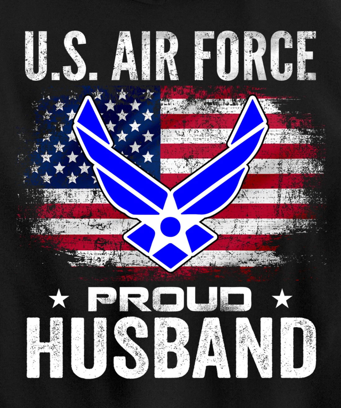 U.S Air Force Proud Husband With American Flag Gift Veteran Pullover Hoodie