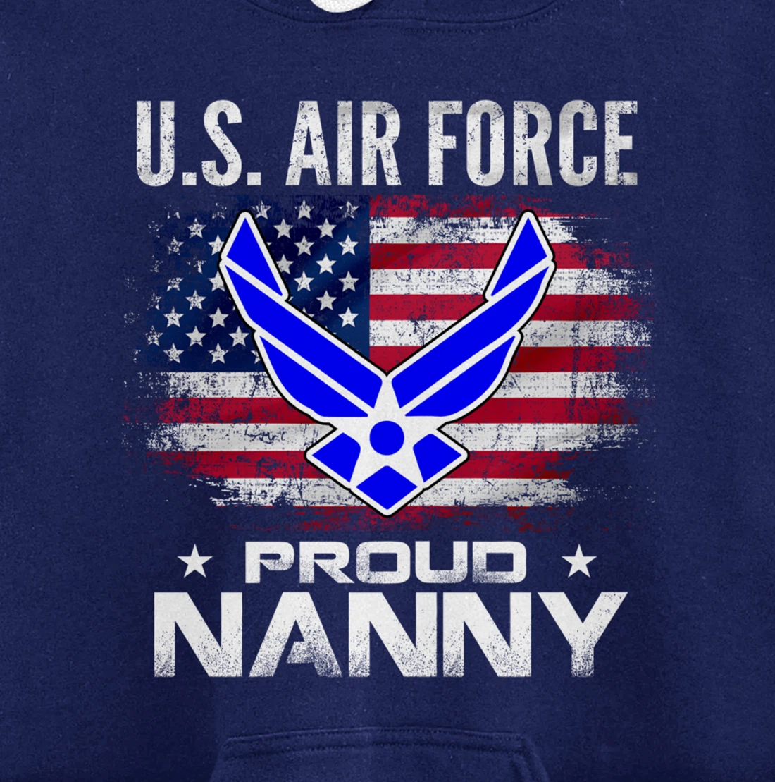 U.S Air Force Proud Nanny With American Flag Gift Veteran Pullover Hoodie