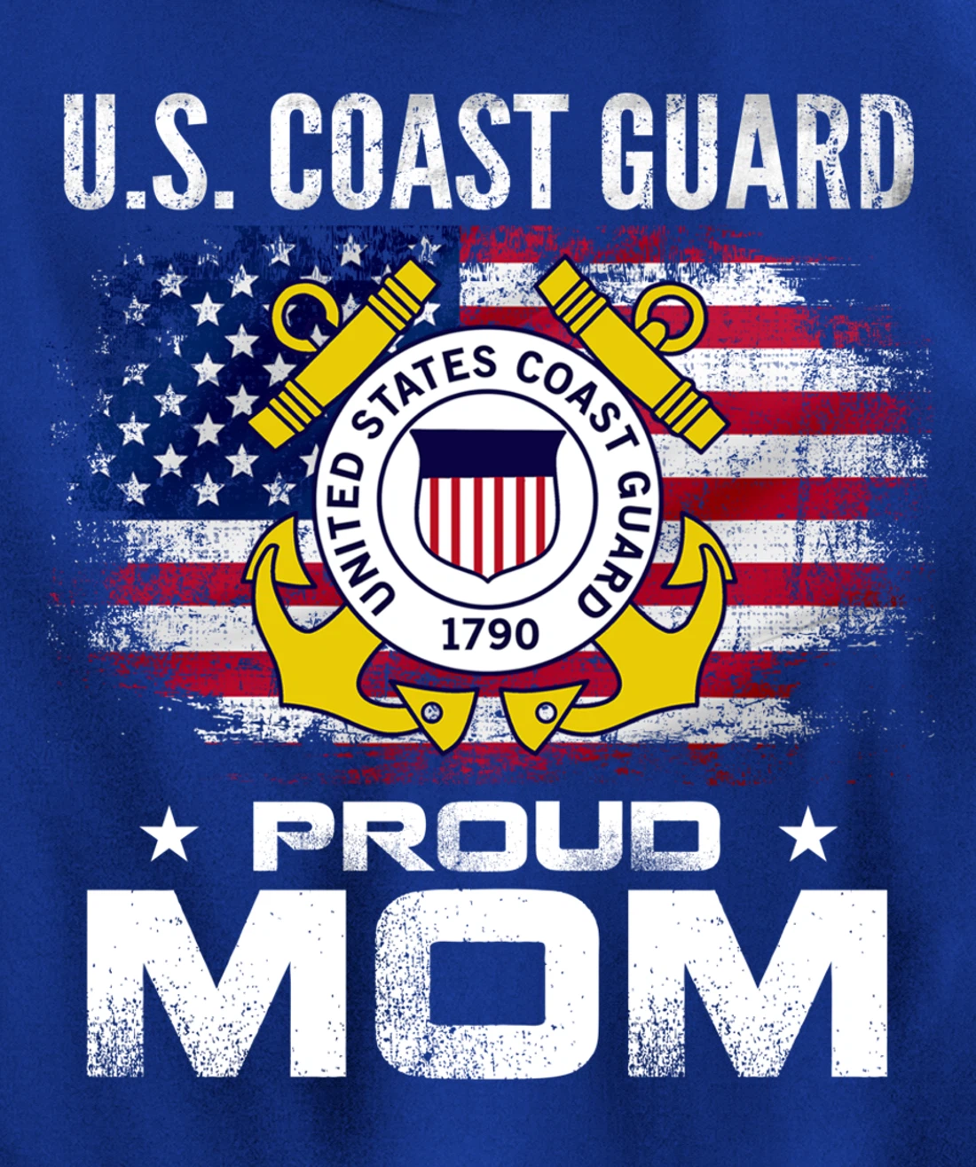 U.S Coast Guard Proud Mom With American Flag Gift Veteran Pullover Hoodie