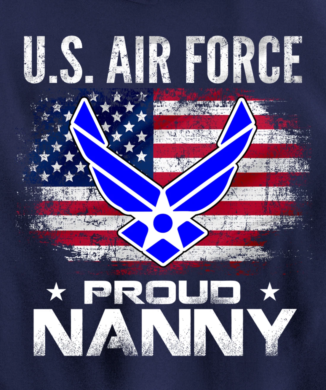 U.S Air Force Proud Nanny With American Flag Gift Veteran Pullover Hoodie