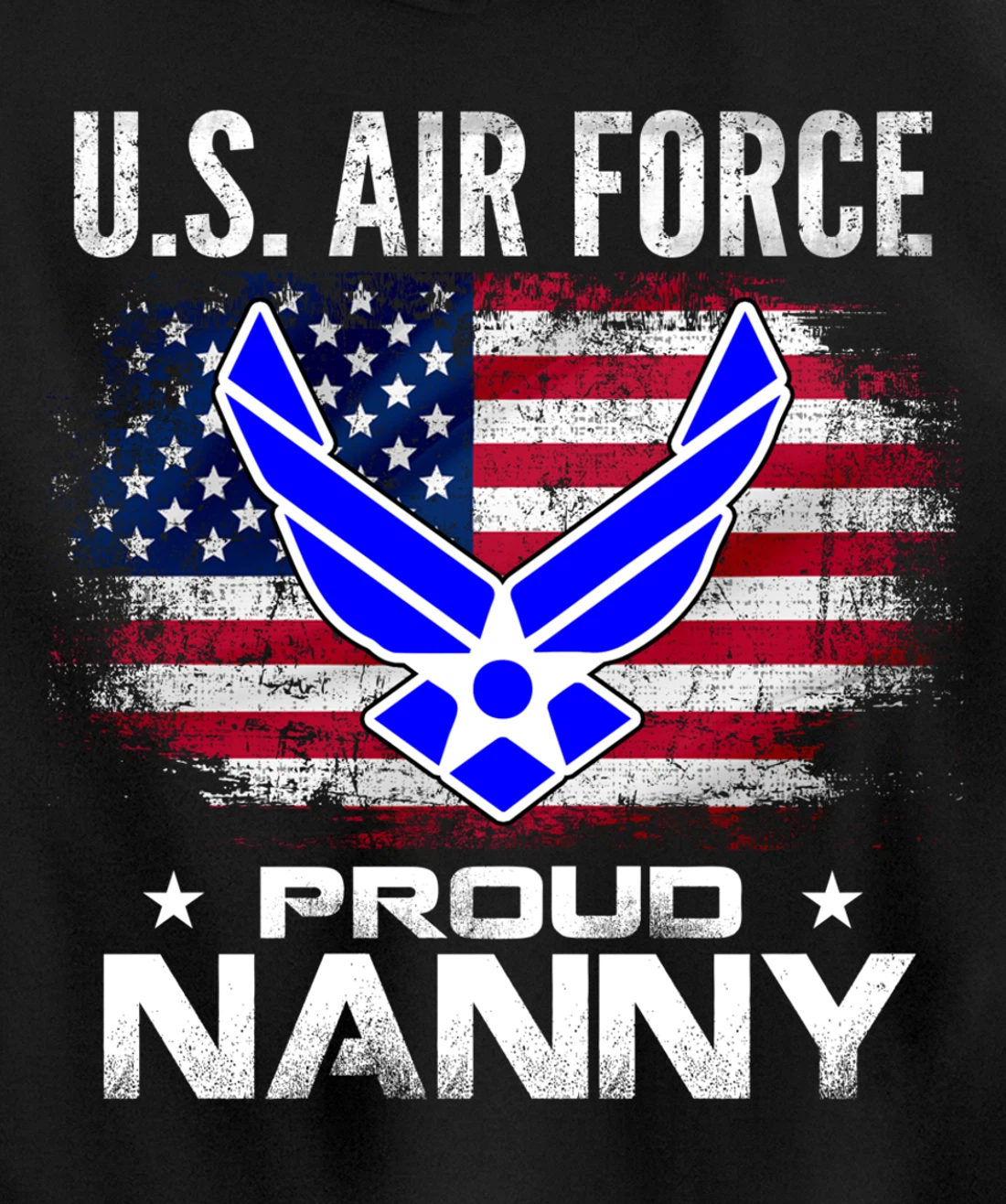 U.S Air Force Proud Nanny With American Flag Gift Veteran Pullover Hoodie