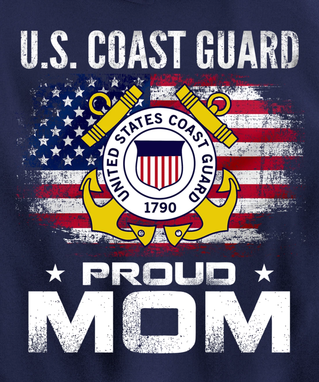 U.S Coast Guard Proud Mom With American Flag Gift Veteran Pullover Hoodie