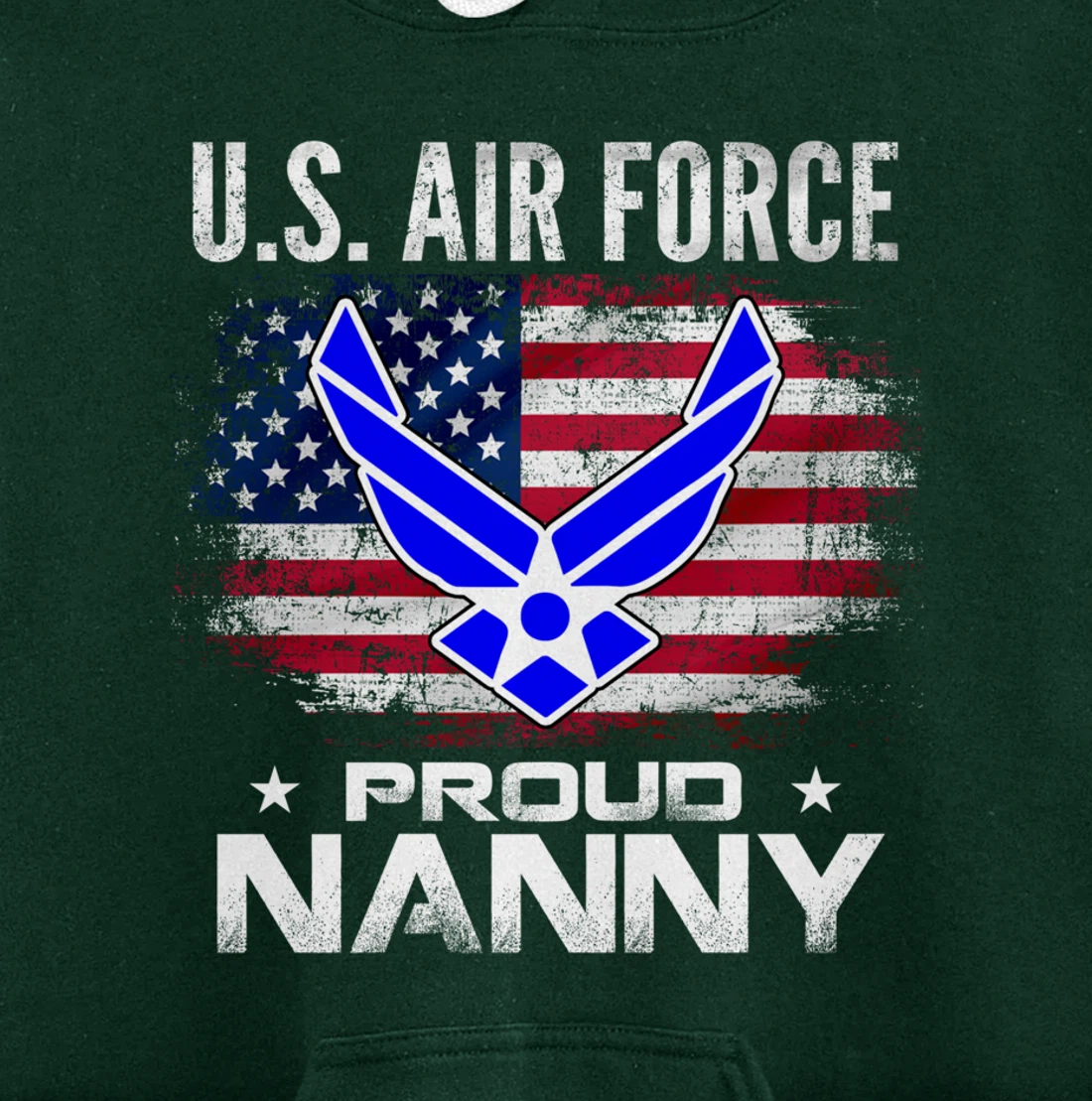 U.S Air Force Proud Nanny With American Flag Gift Veteran Pullover Hoodie
