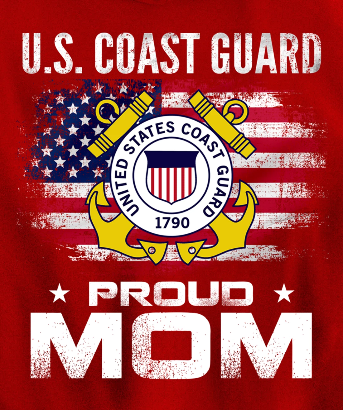 U.S Coast Guard Proud Mom With American Flag Gift Veteran Pullover Hoodie