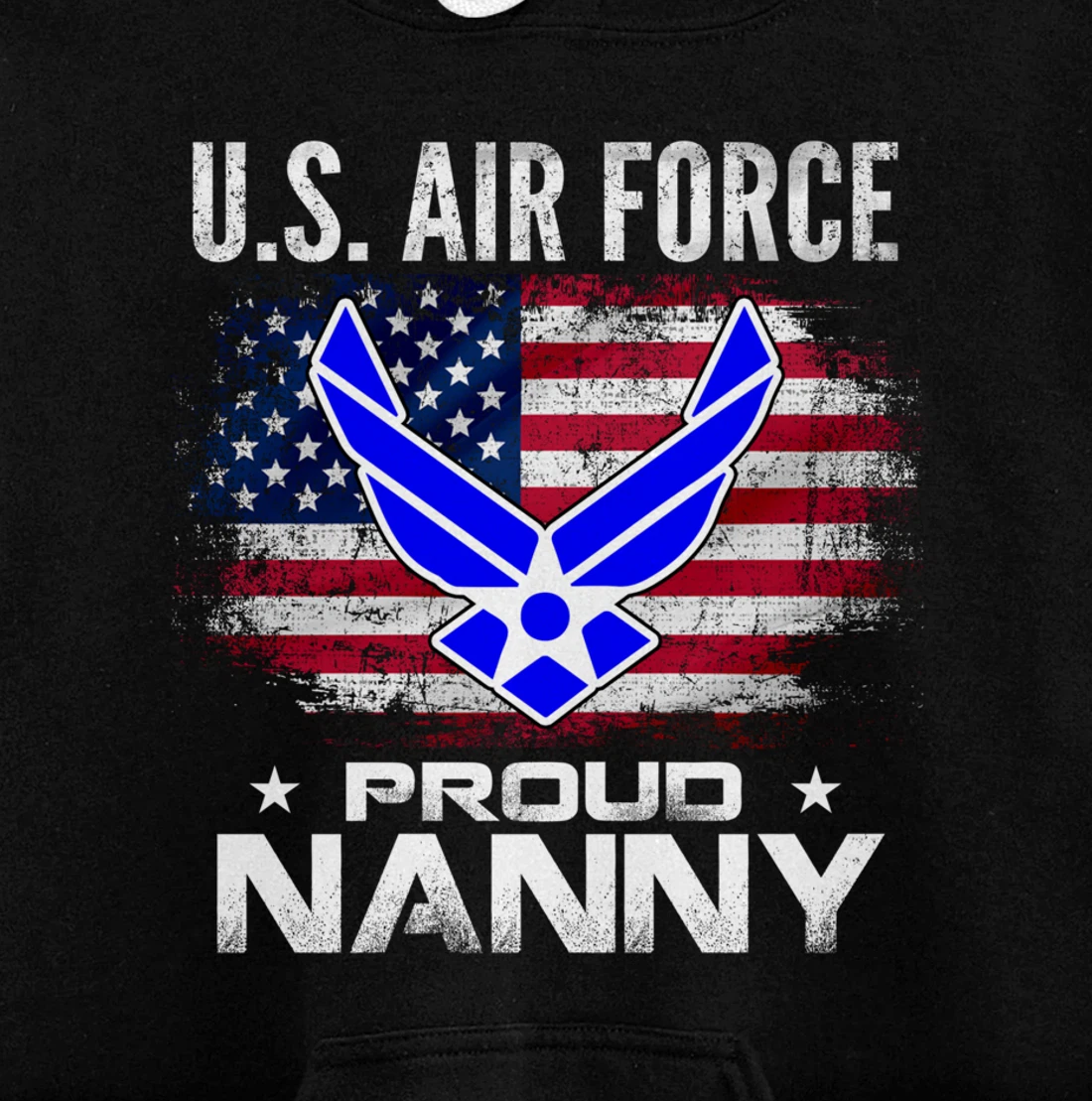 U.S Air Force Proud Nanny With American Flag Gift Veteran Pullover Hoodie