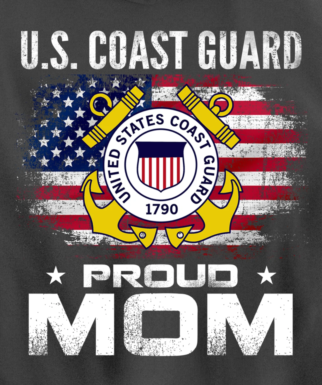 U.S Coast Guard Proud Mom With American Flag Gift Veteran Pullover Hoodie