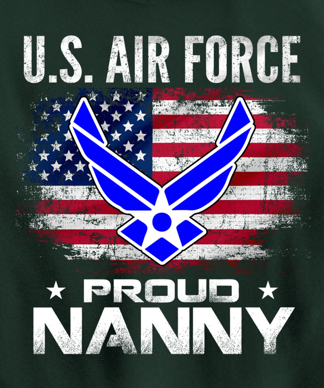 U.S Air Force Proud Nanny With American Flag Gift Veteran Pullover Hoodie