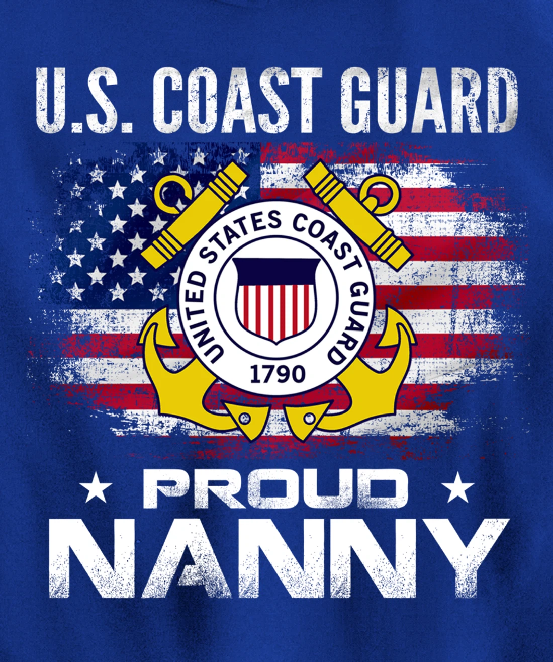 U.S Coast Guard Proud Nanny With American Flag Gift Veteran Pullover Hoodie