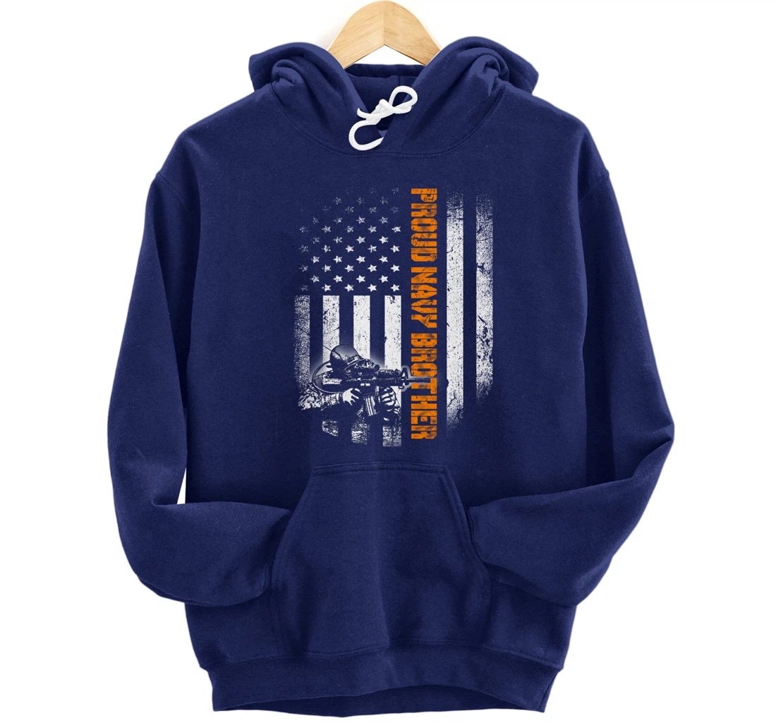 Proud Navy Brother Flag Heroes Tribute Memorial Veteran Pullover Hoodie