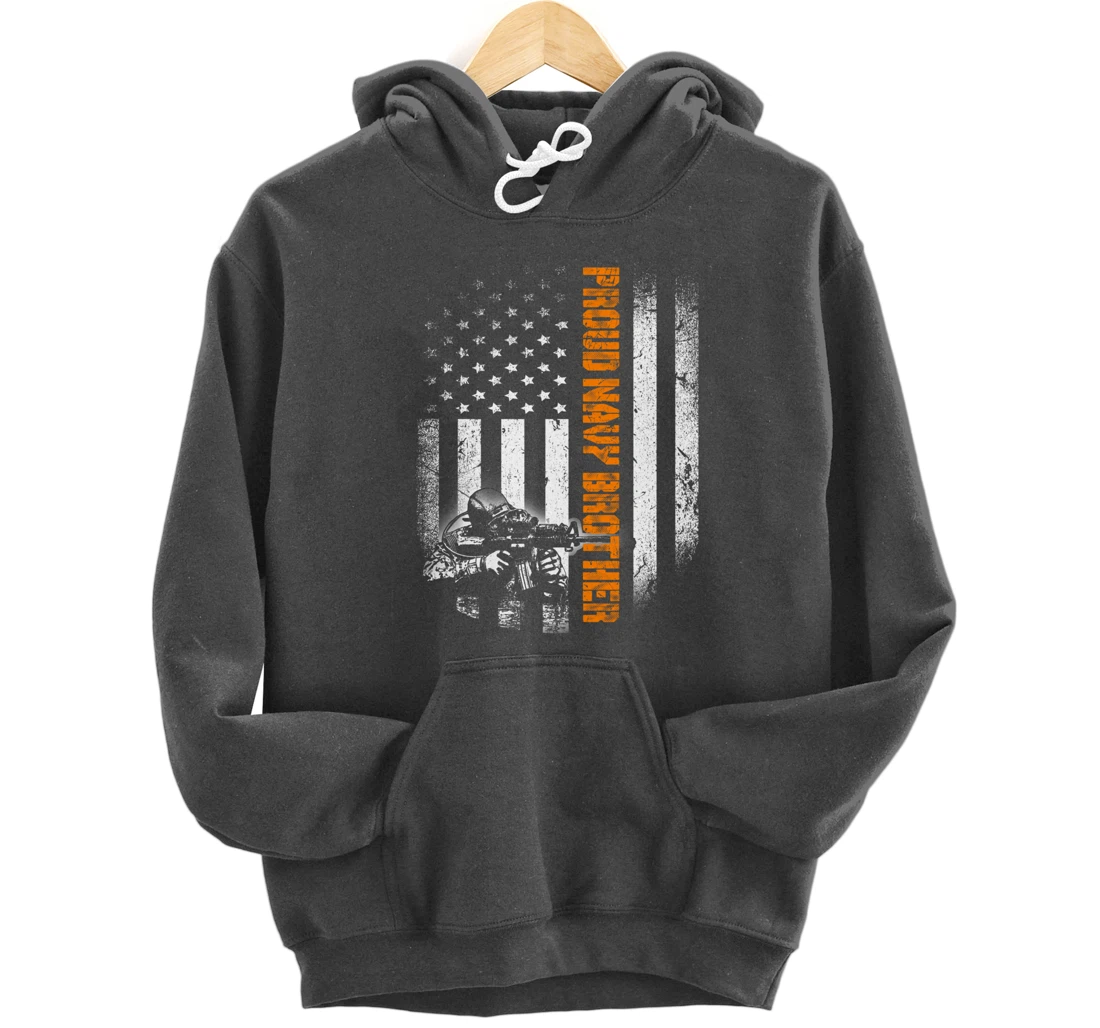 Proud Navy Brother Flag Heroes Tribute Memorial Veteran Pullover Hoodie