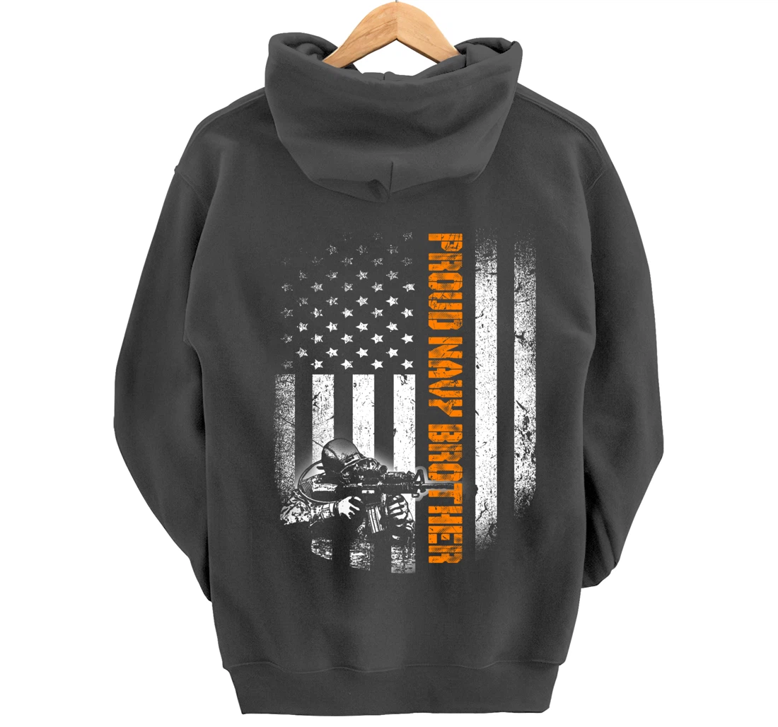 Proud Navy Brother Flag Heroes Tribute Memorial Veteran Pullover Hoodie