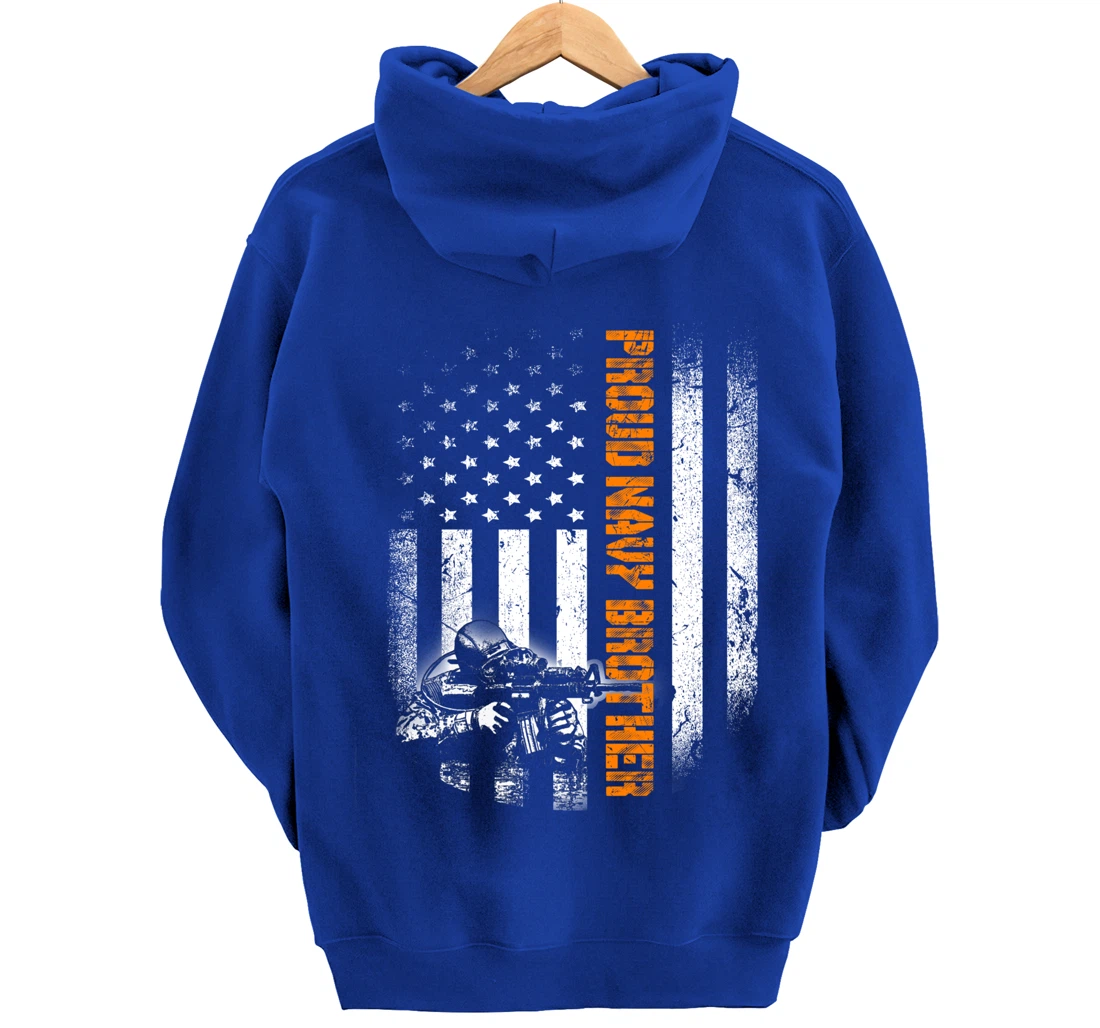 Proud Navy Brother Flag Heroes Tribute Memorial Veteran Pullover Hoodie