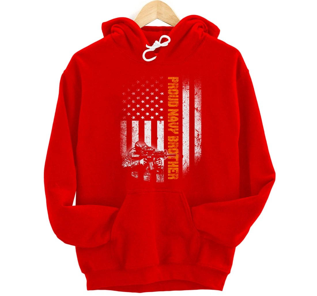 Proud Navy Brother Flag Heroes Tribute Memorial Veteran Pullover Hoodie