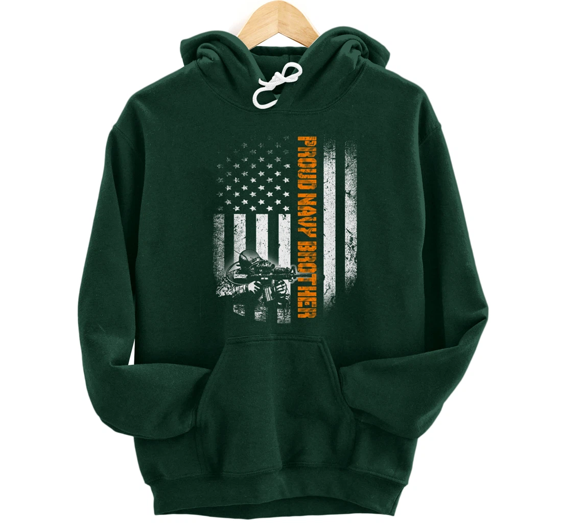 Proud Navy Brother Flag Heroes Tribute Memorial Veteran Pullover Hoodie