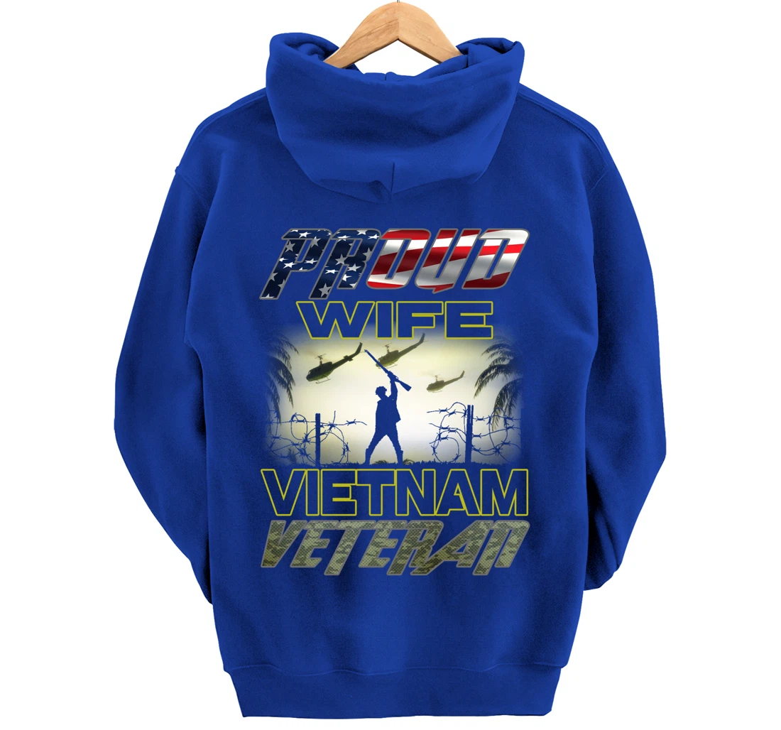 Vintage Flag camou Proud Wife U.S. Army Vietnam Veteran Pullover Hoodie