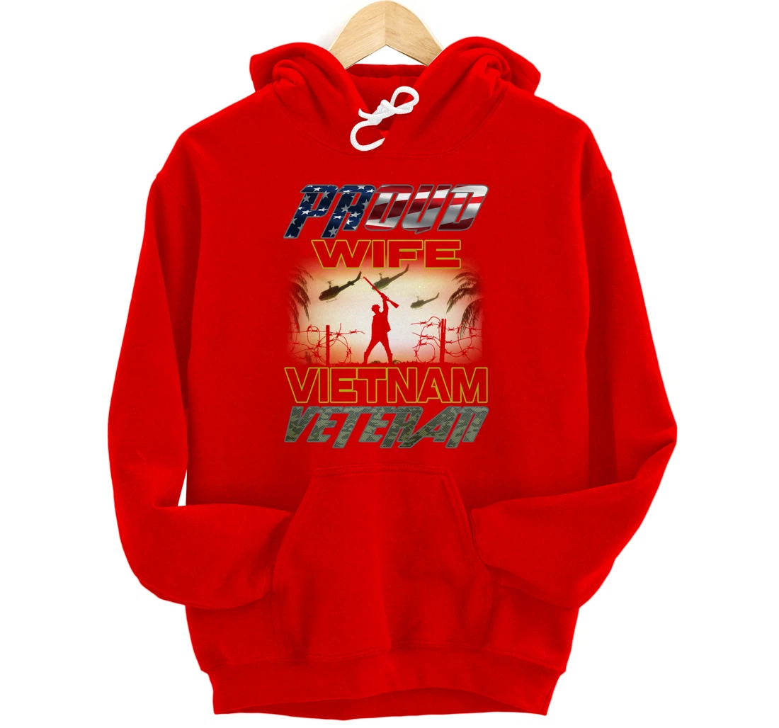 Vintage Flag camou Proud Wife U.S. Army Vietnam Veteran Pullover Hoodie