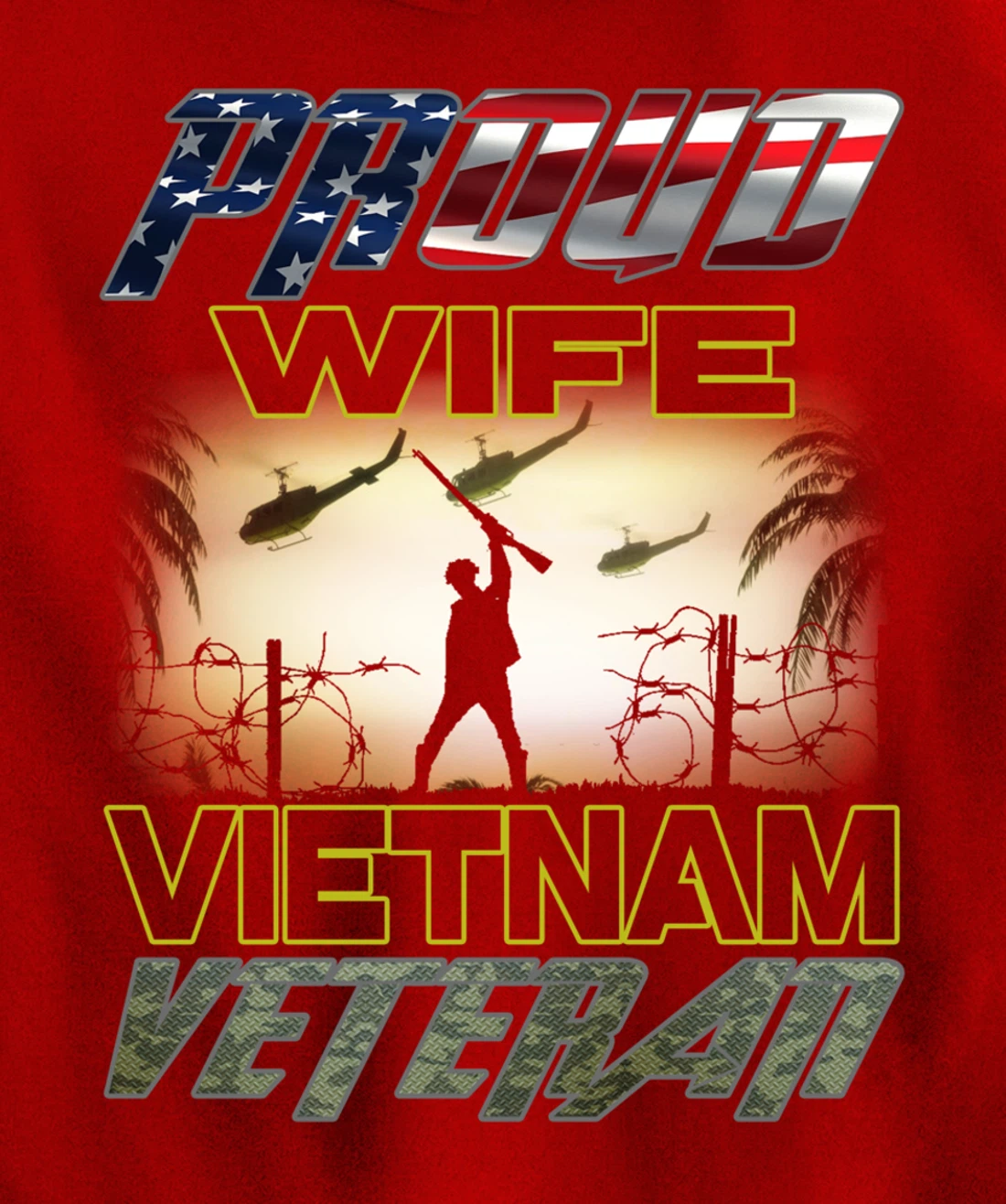 Vintage Flag camou Proud Wife U.S. Army Vietnam Veteran Pullover Hoodie