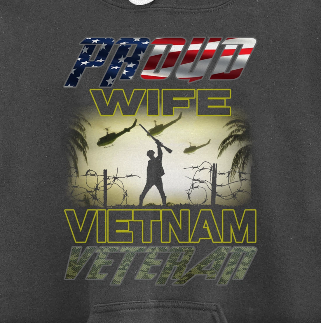 Vintage Flag camou Proud Wife U.S. Army Vietnam Veteran Pullover Hoodie