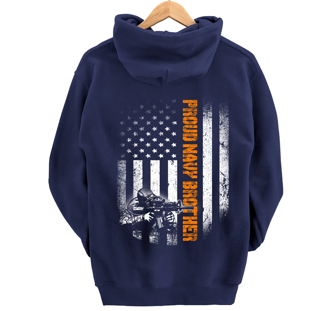 Proud Navy Brother Flag Heroes Tribute Memorial Veteran Pullover Hoodie