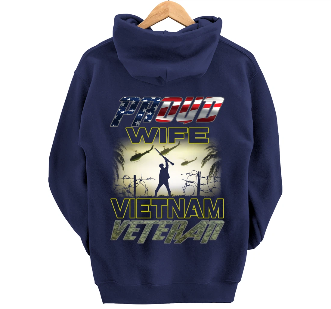 Vintage Flag camou Proud Wife U.S. Army Vietnam Veteran Pullover Hoodie