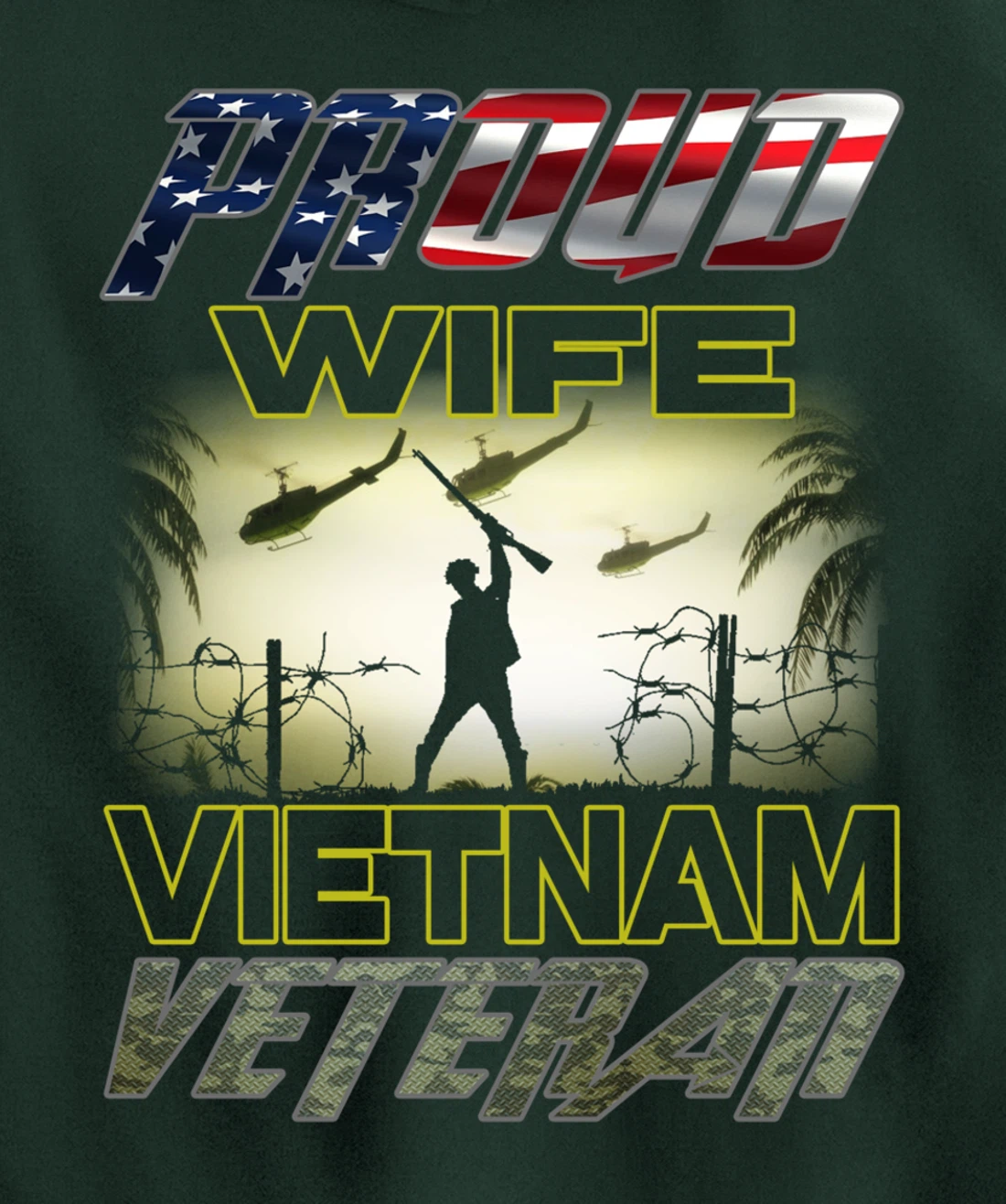 Vintage Flag camou Proud Wife U.S. Army Vietnam Veteran Pullover Hoodie