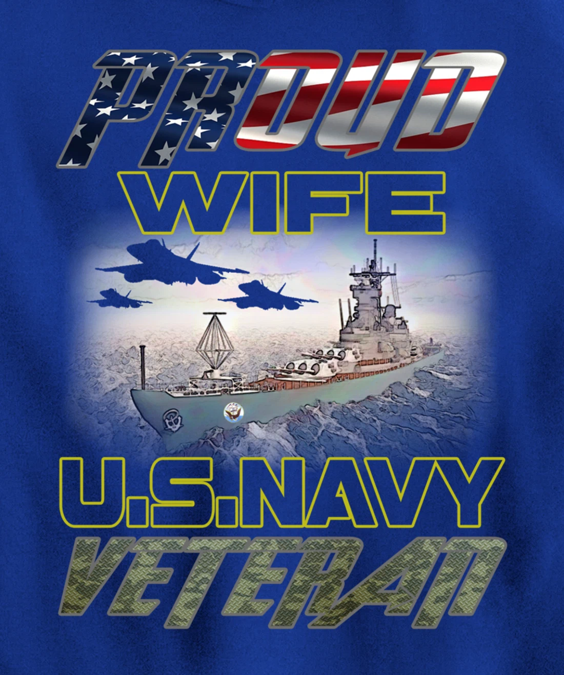 Vintage Flag American Proud Wife U.S. Navy Veteran Pullover Hoodie