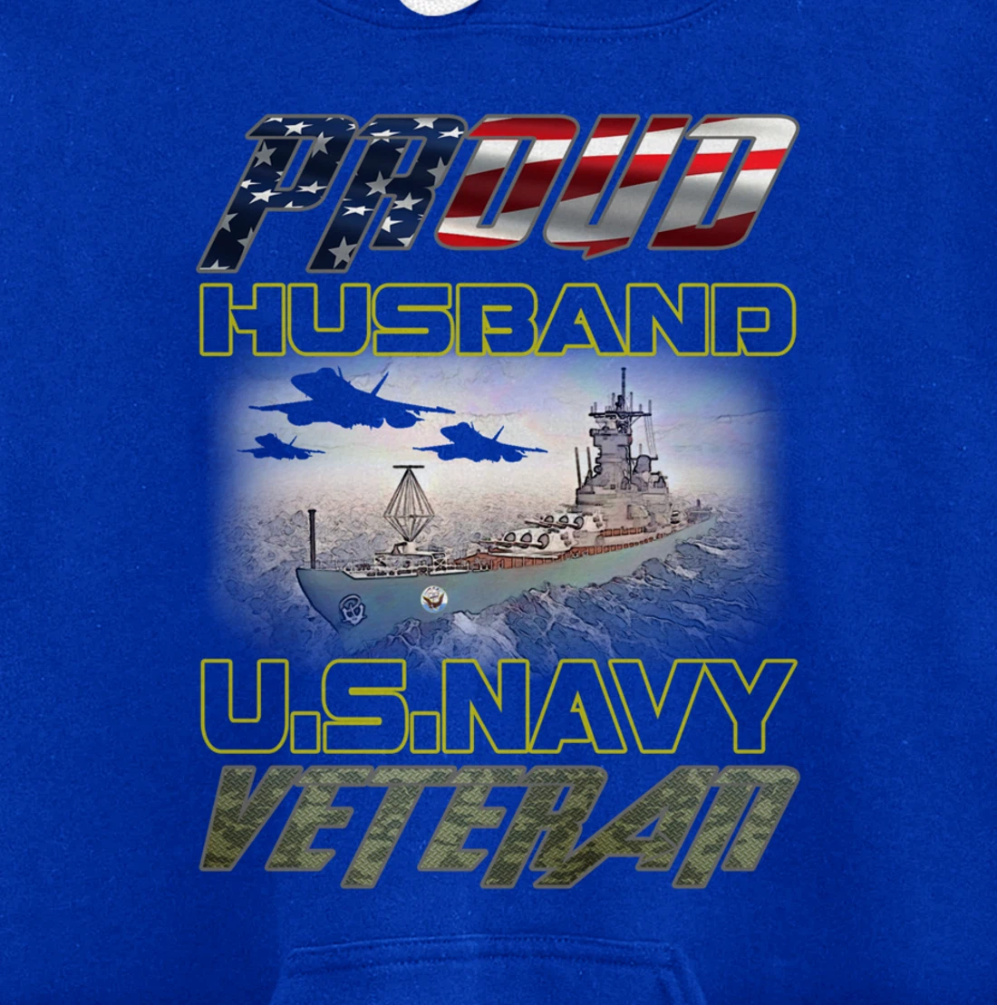 Vintage Flag American Proud Husband U.S. Navy Veteran Pullover Hoodie